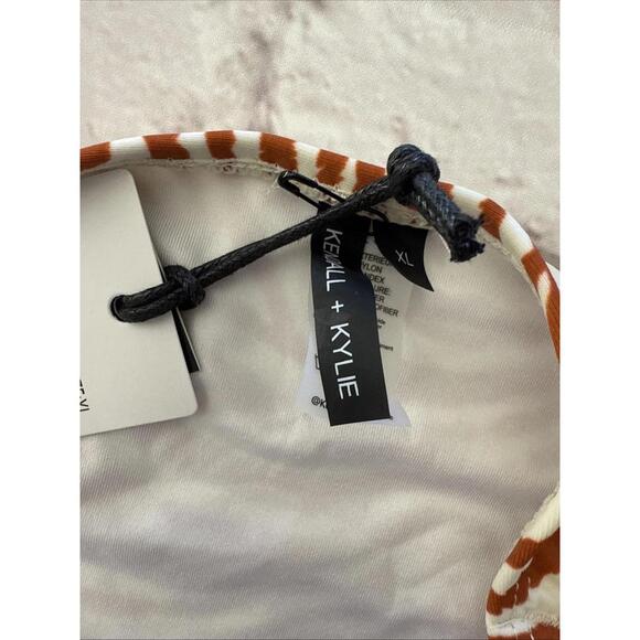 Kendall & Kylie XL Brown Rust Abstract Tiger Zebra Animal Bikini NWT - Picture 2 of 9